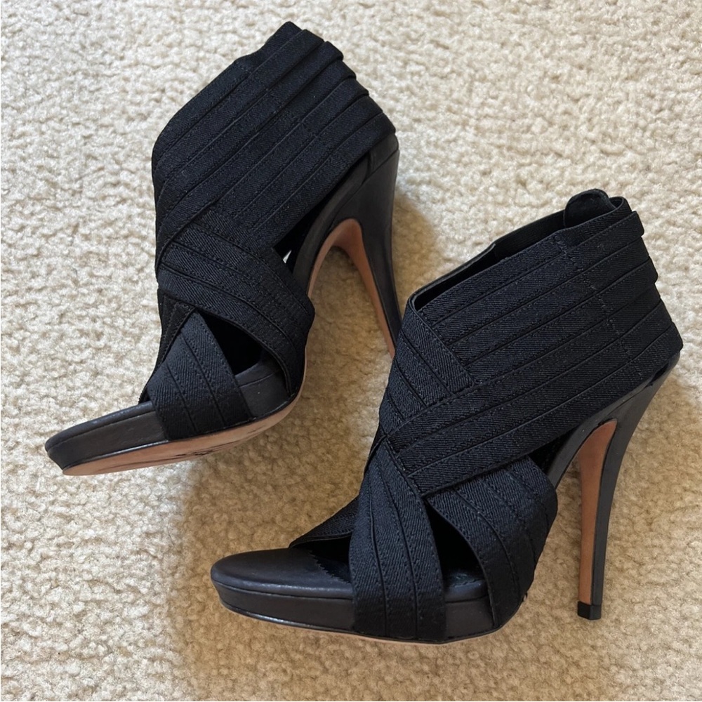 Jean Michel Cazabat Open Toe Elastic Stiletto Heel Women’s Leather Soles